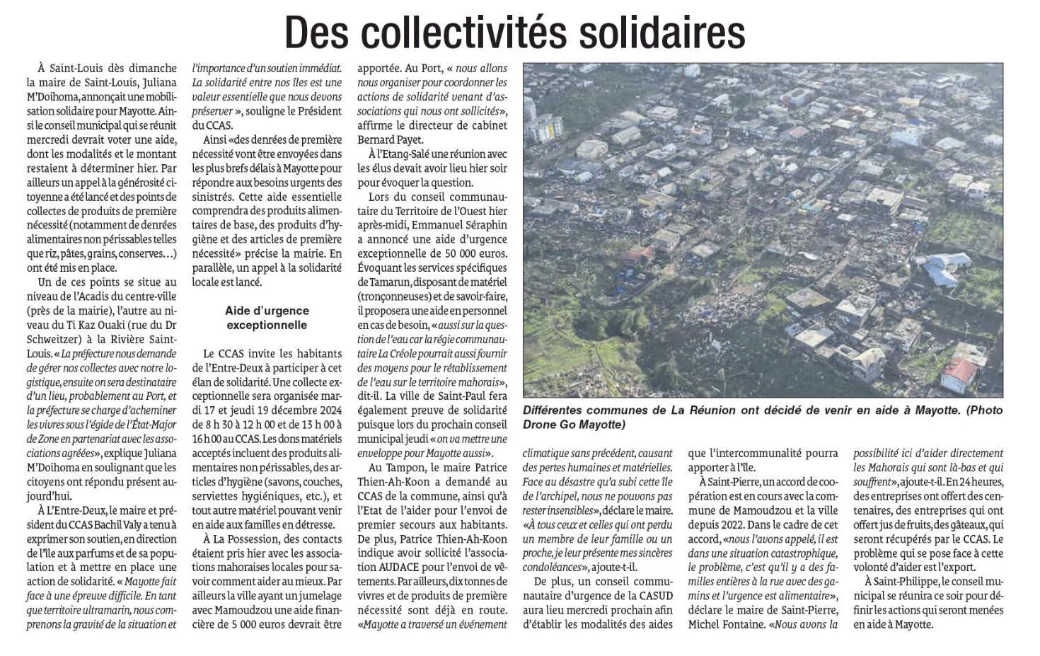 le quotidien article chido solidarite saint pierre ccas