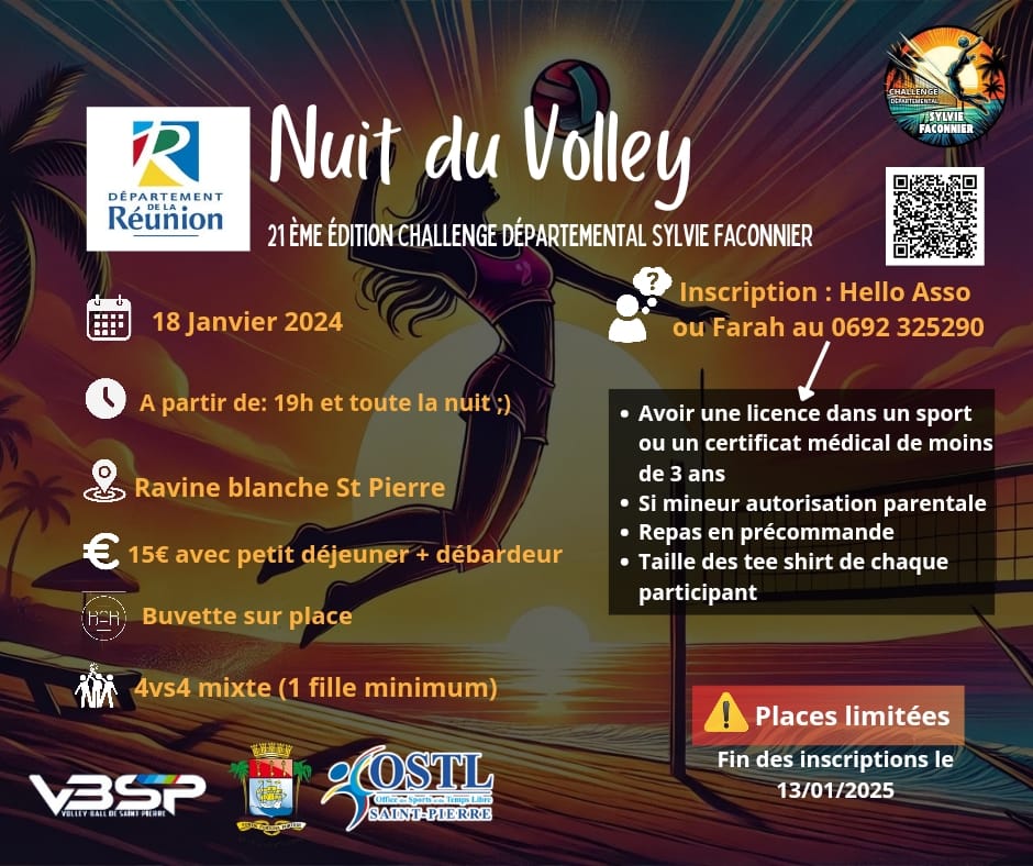 La nuit du Volley-Ball "Challenge Sylvie Faconnier" le 18 janvier à la Ravine Blanche 